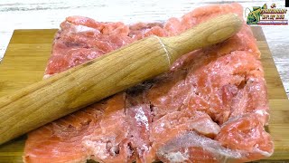 Budget recipe, red fish roll for pennies, delicious salmon dish