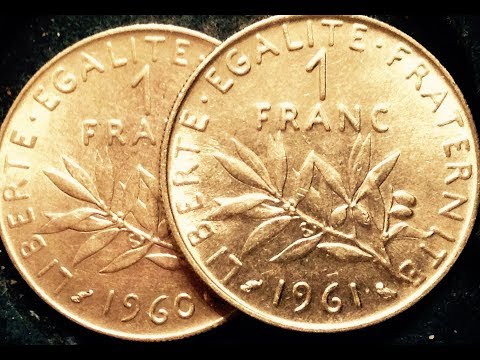 1960 And 1961 One Franc Coins Of France