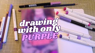 Drawing Using Only PURPLE Art Supplies 💜