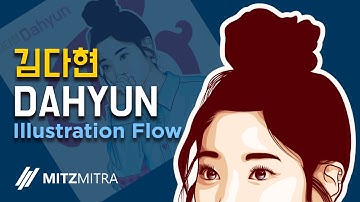 DAHYUN 김다현 of TWICE - Illustration Flow Video [Vector Art]