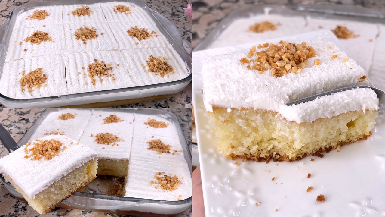 عروسة الكيكات 👌كيك أو بسبوسة تركية باردة في 10دقائق😲لذيذة بزااااف تهبل 👌متوقعتاش  لذيذة لهد درجة