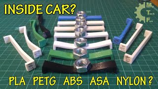 What 3D printing material to use for object inside a car? Temperature test