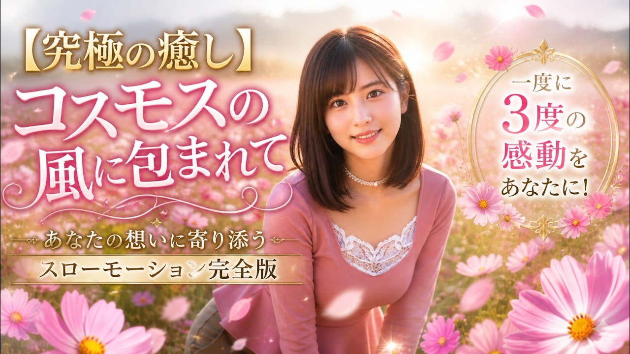[完全版]　Angelique Yuuna【4K】【究極の癒し】コスモスの風に包まれて｜あなたの想いに寄り添うスローモーション 携帯サイズ　#エモい