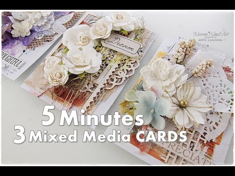 3 Cards in 5 Minutes ♡ Mixed Media Cardmaking Tutorial ♡ Maremi's Small Art ♡