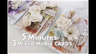 3 Cards in 5 Minutes ♡ Mixed Media Cardmaking Tutorial ♡ Maremi's Small Art ♡