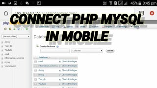 Information Connect to Mysql with php mysql in server  XAMPP or Mobile server Create a new Database Update