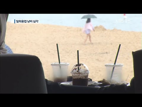 [KBS강릉 뉴스] 일회용 커피컵 범람…&quot;재활용률 7%&quot;