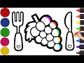 Cute Grapes Drawing and Coloring for Kids | Simple Fruit Art Tutorial
