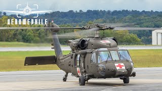 US Army HH-60M Black Hawk Helicopter with Crew Suit Up, Aircraft Startup & Take Off from TRI 02Oct22