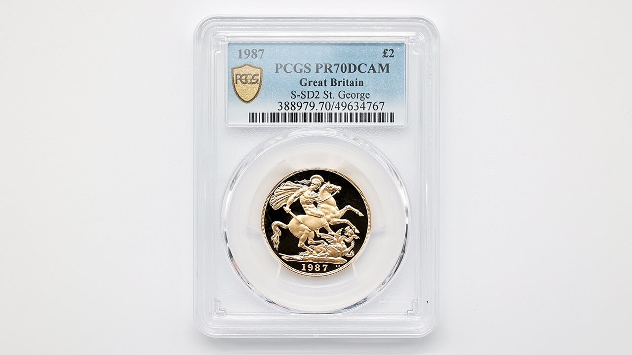 1987 英国 エリザベス2世 ソブリン 2ポンド 金貨 プルーフ PCGS PR 70