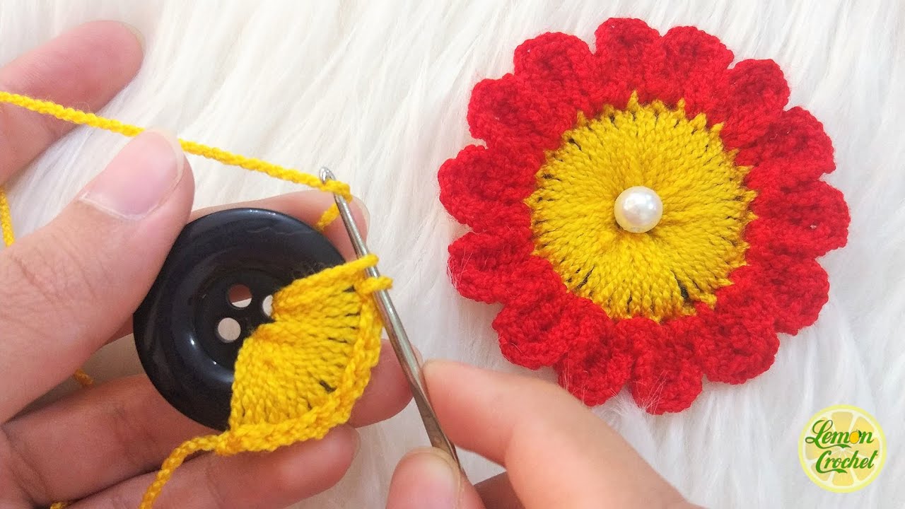 How to Crochet a Flower around a Button Crochet Tutorial for