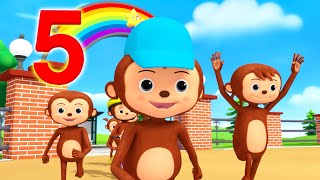 5 Little Monkeys  | Nursery Rhymes & Kids Songs - ABCs and 123s