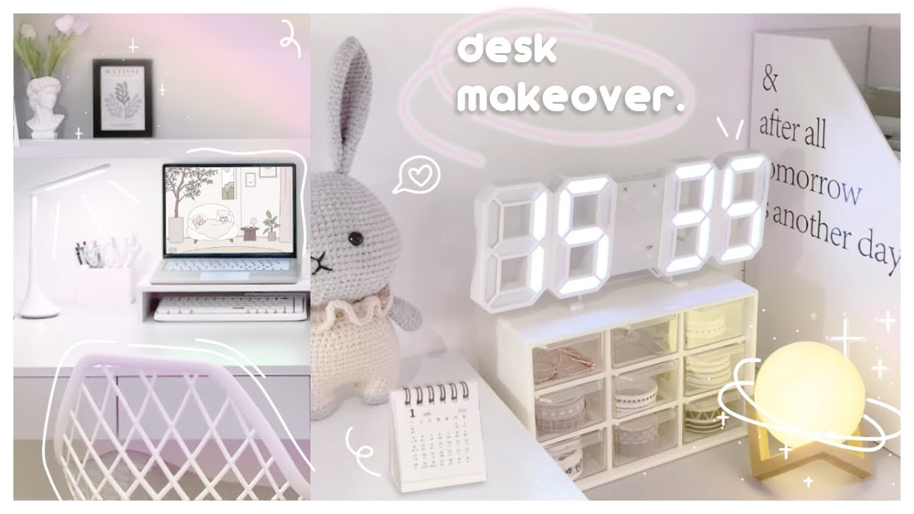 aesthetic desk makeover 💻 desk decor, stationery haul, unboxing haul
