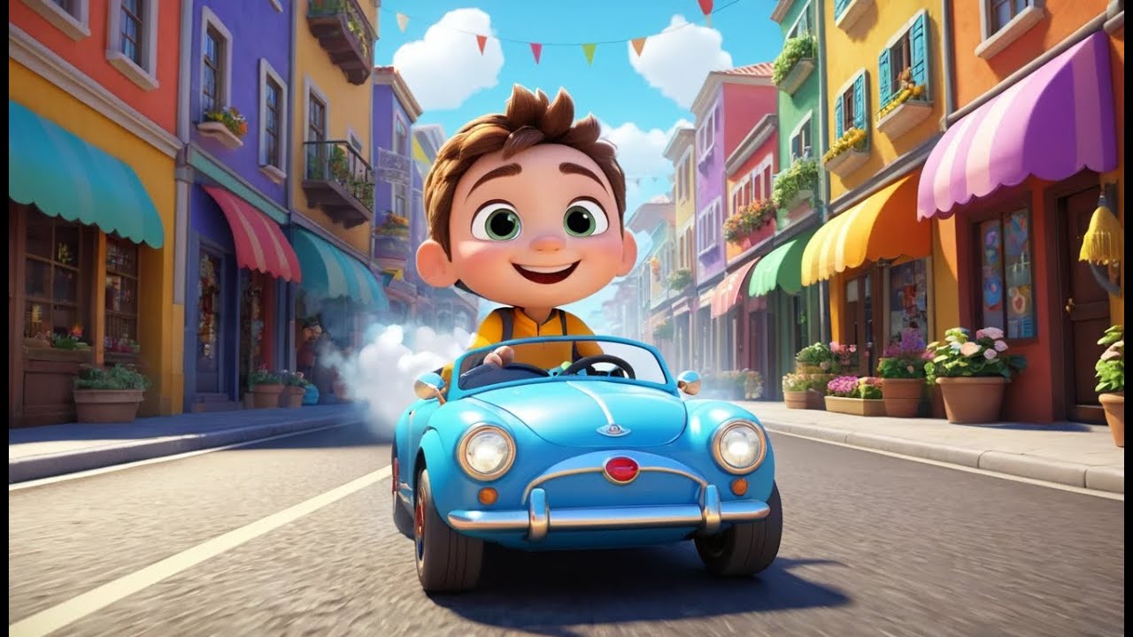 Ten Little Cars Racing on the Road | Fun Counting Car Song for Kids | Nursery Rhyme Adventure