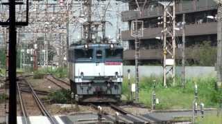 2010-08-18 [東海道貨物線] EF65 1076 + コキ100系, 高速貨2077 & EF65 1083, 単機