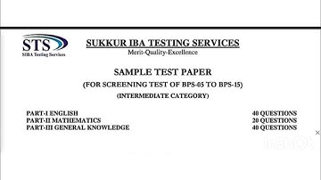 Sample paper| Intermediate category BPS 5 to 15| Complete English paper 