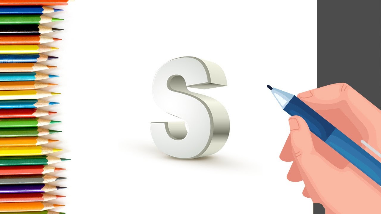 3d trick drawing of letter S | Optical Illusion | Learn 3D drawing for kids #shorts