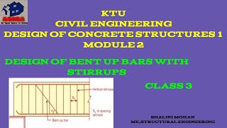 KTU,DESIGN OF CONCRETE STRUCTURES 1 ,MODULE 2,DESIGN OF BENT UP BARS ALONG WITH STIRRUPS,MALAYALAM