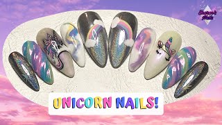 Press on Unicorn Nails with 3d Unicorn Horn
