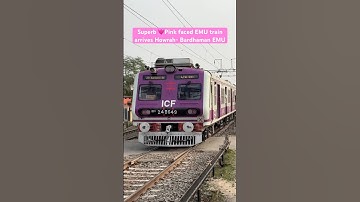 Super 🩷Pink face EMU train arrives as Howrah-Bardhaman Local (via Chord)