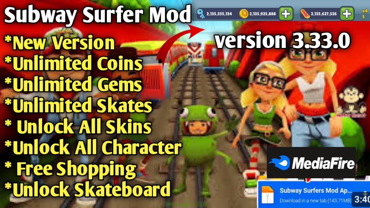 Subway Surfer Mod Apk New v.3.33.0 ( Unlimited Money &