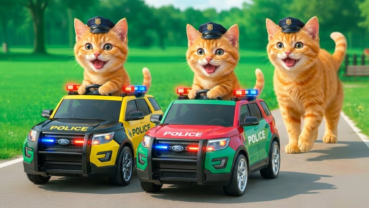 Kittens Driving Epic Police Toy Cars 🚓🚨💨 on a Revenge Mission to Rescue Mama Cat from a Bully 💥🐱