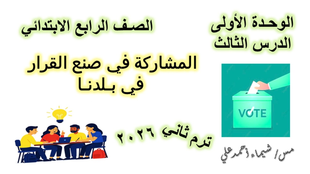 المشاركة في صنع القرار في بلدنا | الصف الرابع الابتدائي | دراسات اجتماعية | منهج 2026