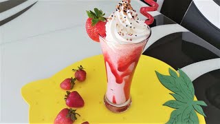 ميلك شيك الفراولةçilekli milkshake tarifi?ألذ مشروب صيفي منعش