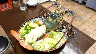 Japanese Street Food-GIANT RAINBOW LOBSTER Sashimi-Japan Seafood