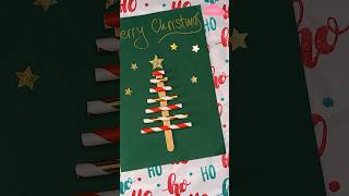 DIY🎄 Christmas Greeting Cards with Straws and Glitter Christmas Gift Ideas #Short #DIY