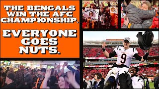 Bengals Win the AFC Championship.  Everyone Goes Nuts. (Fan Reactions )