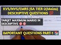 KVS/NVS/EMRS JSA TIER-2(Mains) DESCRIPTIVE EXAM IMPORTANT QUESTIONS , COMPUTER QUESTIONS 📚📚