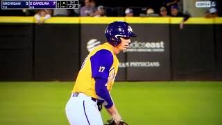 East Carolina baseball's Zach Agnos hits home run vs. Michigan