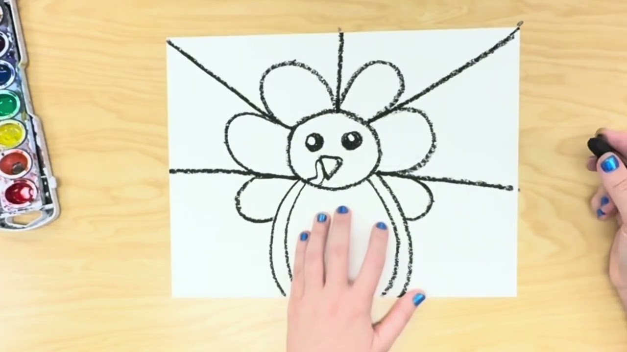 Turkey Mandala | Oil Pastel & Watercolor | 2nd Grade Art Lesson