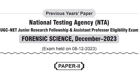 Ugc NTA net jrf || paper 2 || forensic science || December 2023 || previous year solution