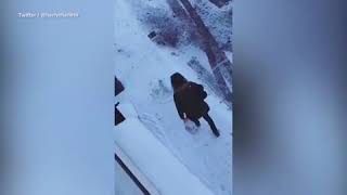 Man spends whole morning laughing at people slipping on ice