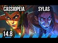 Cassiopeia vs sylas mid  rank 7 cassio 6 solo kills 1123  br grandmaster  148