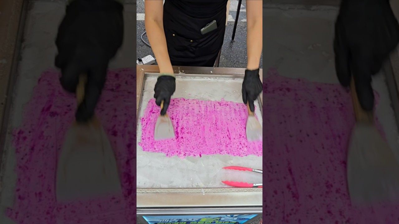 Must Try! Red Dragon Fruit ice cream Roll