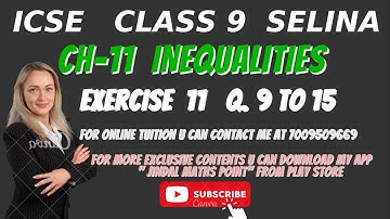ICSE Ch-11 Inequalities Ex-11 Q. No.9-15 From Selina Concise For ICSE Class 9 Math @jindalmathspoint