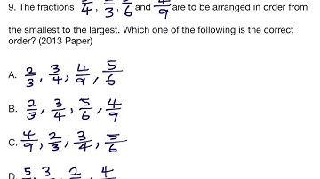 KCPE 2013 Mathematics Paper Question 9 (Fractions, Comparisons | Kenyan National Exams)