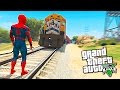 GTA 5 Моды: Человек Паук (Spider-man) - Человек паук против поезда
