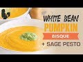 White Bean and Pumpkin Soup (Bisque) with Sage Pesto Vegan Option