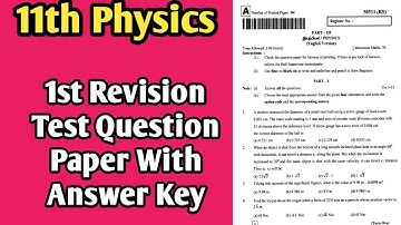 11th|Physics|1st|Revision|Test|2022|Question Paper|With|Answer|Key|Vincent Maths|