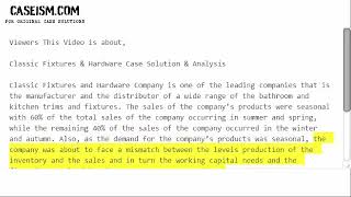 Classic Fixtures & Hardware Case Solution & Analysis- Caseism.com