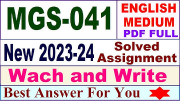 MGS 041 solved assignment 2023-24 in english / mgs 041 solved assignment 2024 / ignou mgs 041