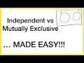 Independent vs Mutually Exclusive Events ... MADE EASY!!!