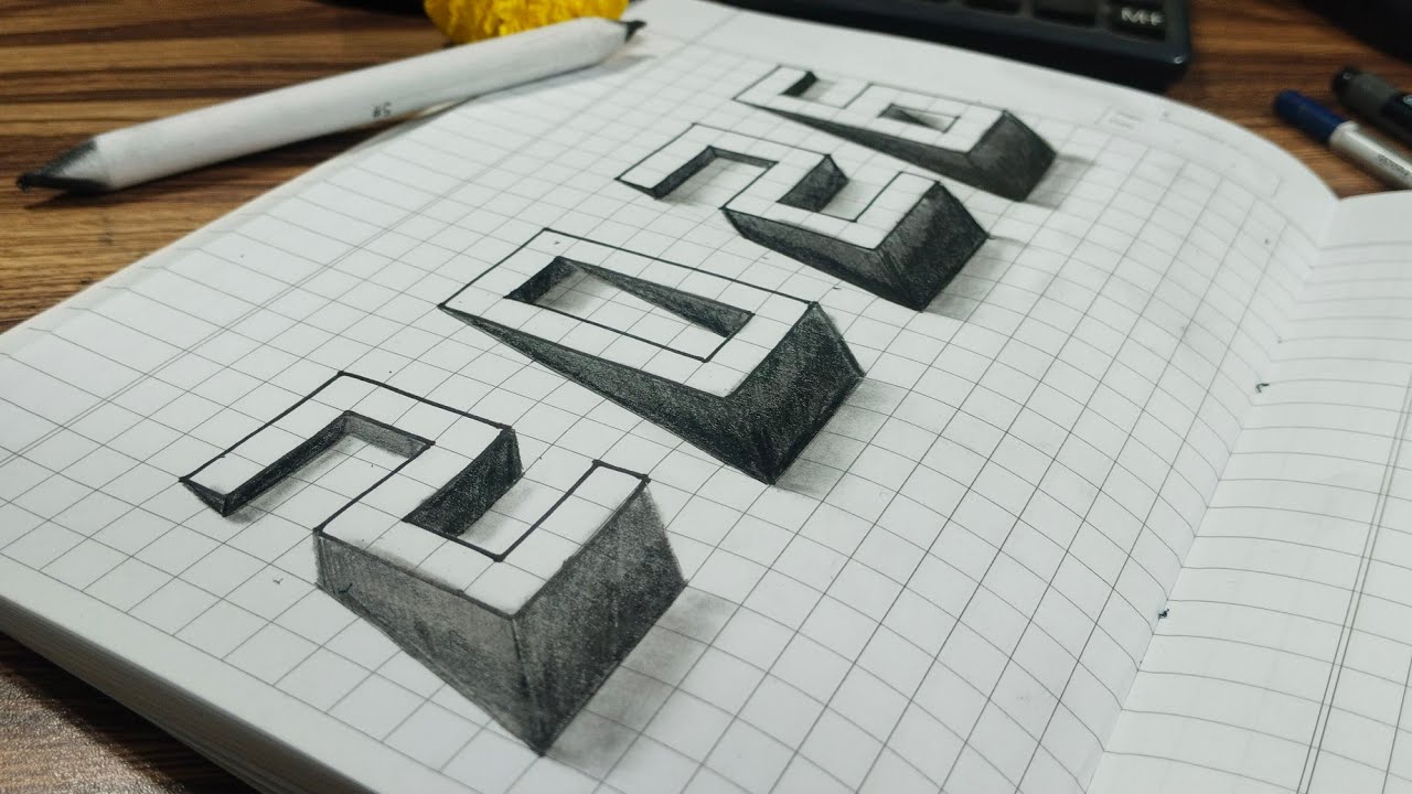 HOW TO DRAW 3D 2026 DRAWING STEP BY STEP