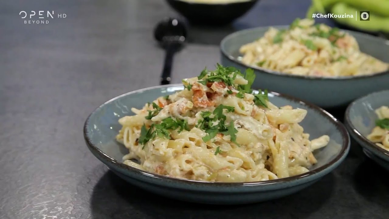 Συνταγή για πένες με πικάντικη σάλτσα φέτας από τον Βαγγέλη Δρίσκα | OPEN TV