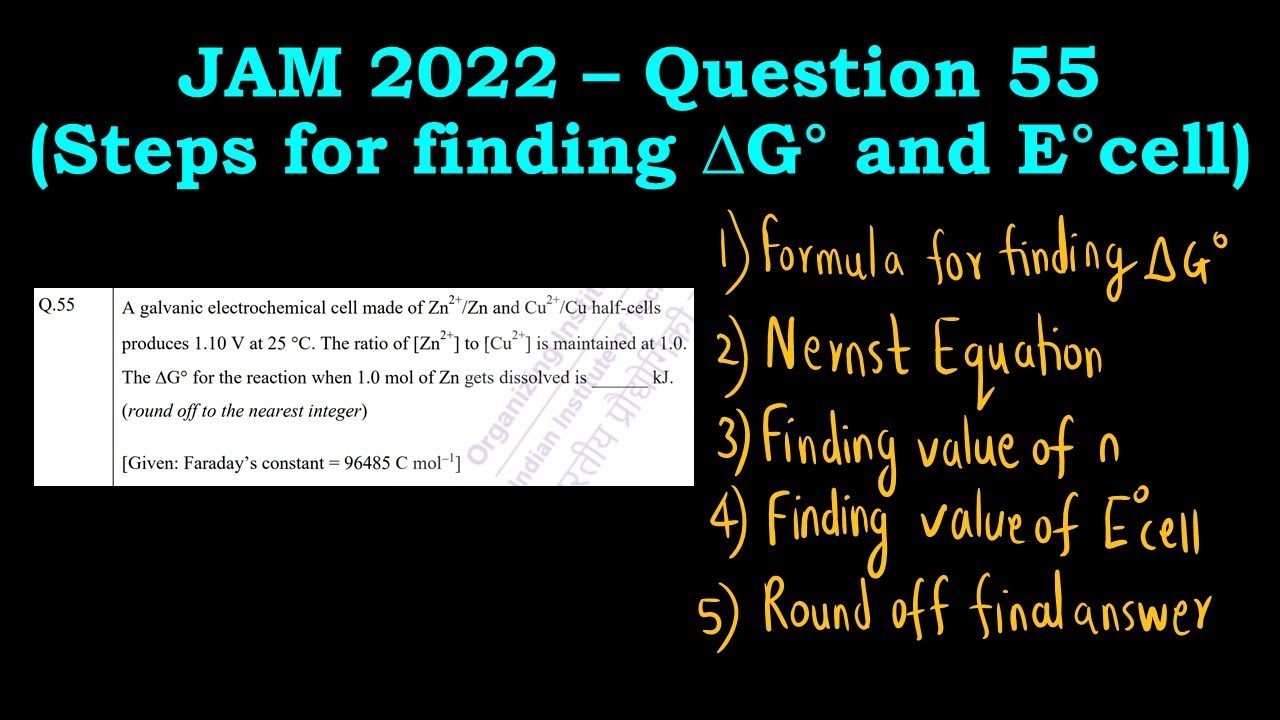 Steps to find Standard Free Energy Change | JAM 2022 Chemistry ...