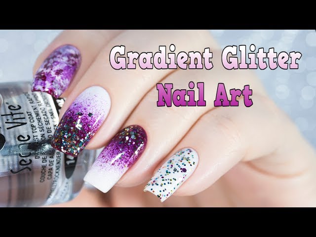 Gradient Glitter Nail Art / Дизайн ногтей градиент с блестками